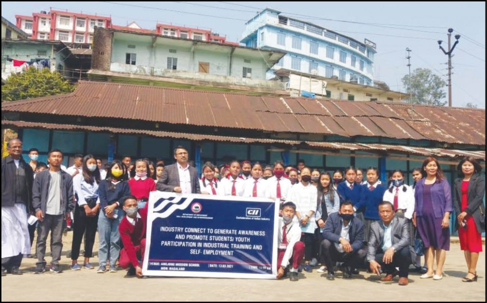 Resource persons with students at Ahngjong Mission School, Mon on March 13.